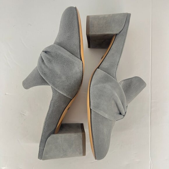 Sz 8- Vionic Plaza Presley Grey Suede Bow Front Square Toe Block‎ Heeled Mules - Picture 7 of 14